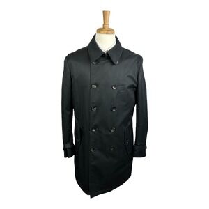 Allegri Black Double Breasted Polyester Wool Lined Trench Jacket Size Mens 44R
